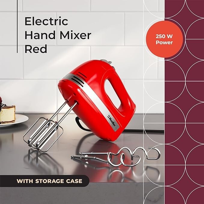 Mueller Electric Hand Mixer, 5 Speed 250W Turbo Heavy Duty with Storage