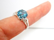 4.20ct Blue Lab Spinel Size 8 Ring 925 Sterling Silver Scroll USA Made