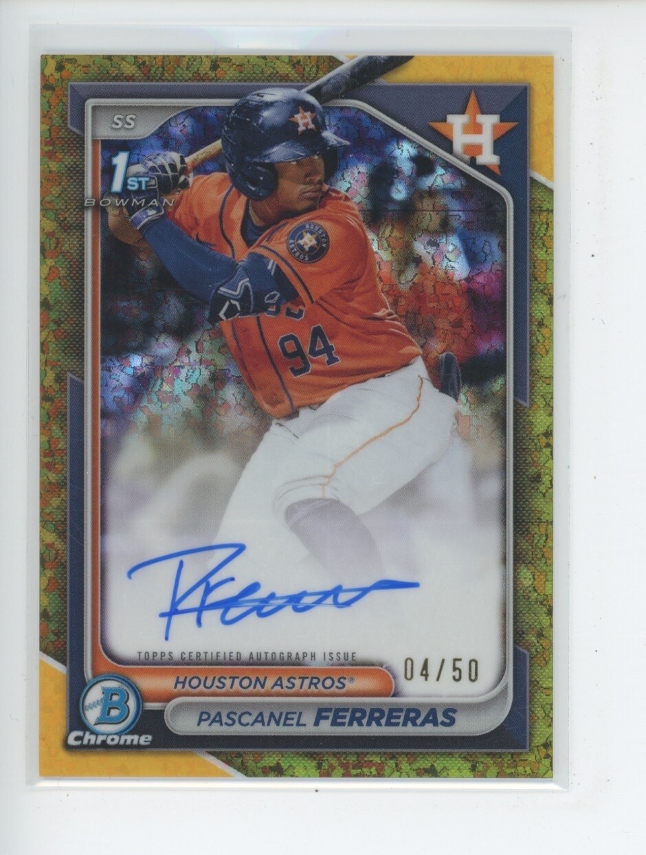 PASCANEL FERRERAS AUTO RC /50 2024 1ST BOWMAN CHROME GOLD REFRACTOR SP ASTROS