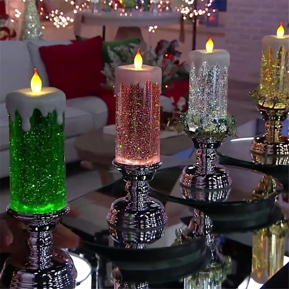 Changing 7 Colors Glitter Flameless Candles Candle Lights LED Christmas Candles