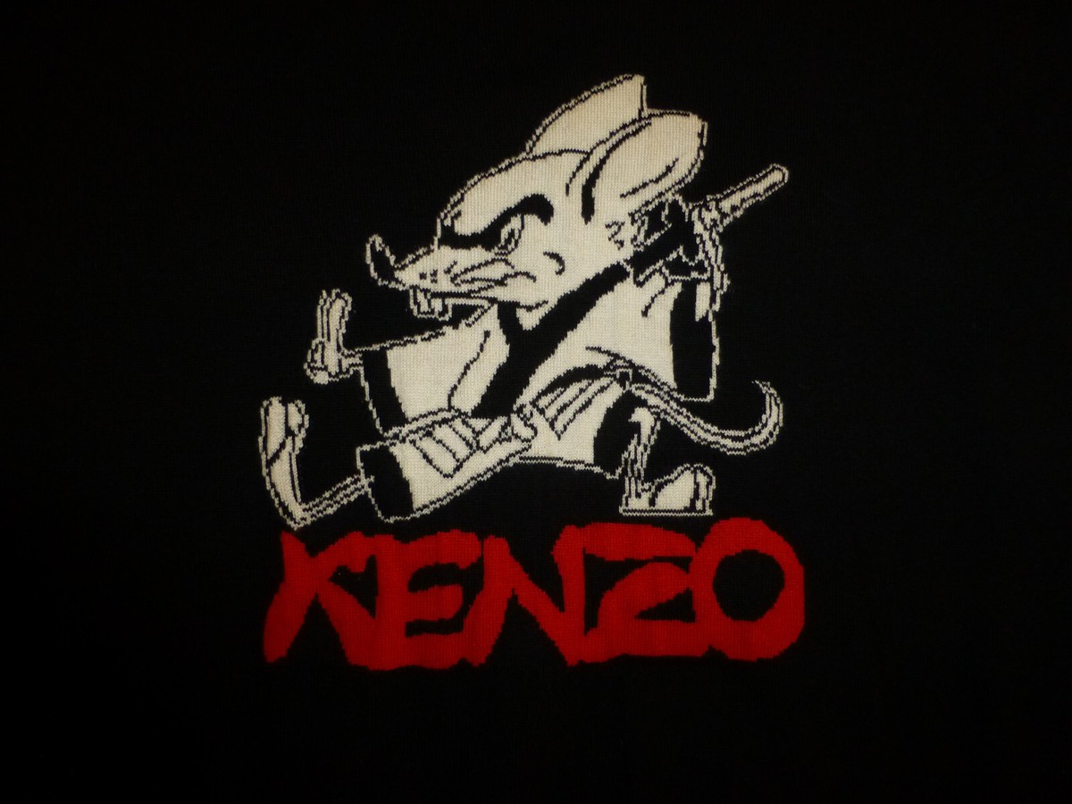 KENZO Paris Luxury Women's Black Kung Fu Rat Limited Edition Wool