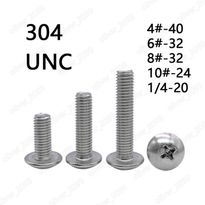 304 Stainless Steel Phillips Cross Recessed Truss Head Screws 4# 6# 8# 10# 1/4