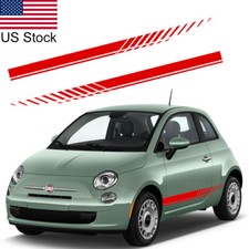 For Fiat 500 2x 74.8 Red Vinyl Racing Style Stripe Car Body Side Fender Sticker