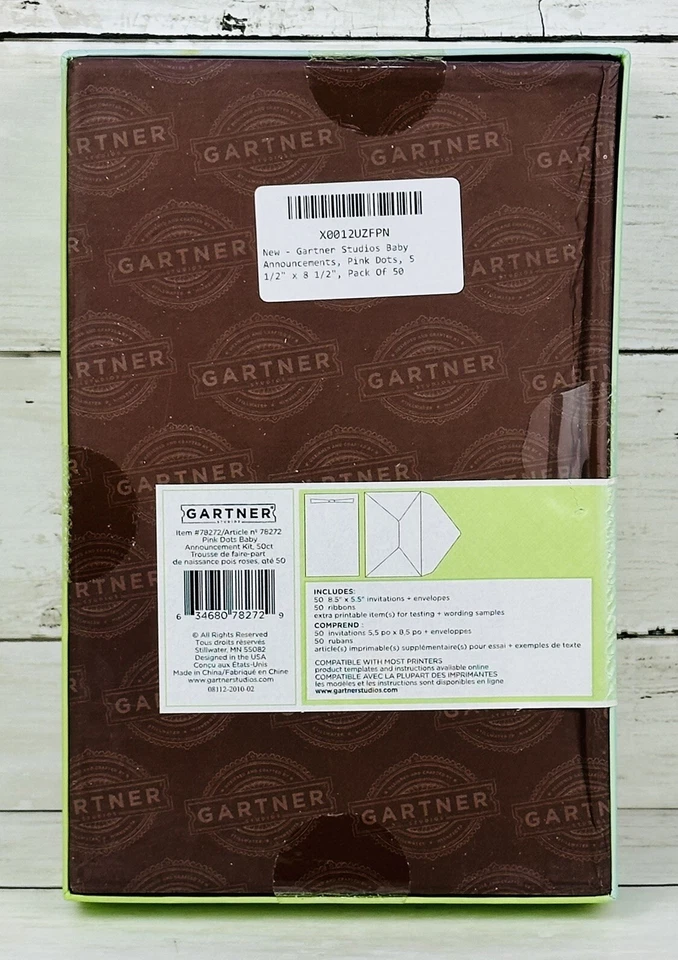 NOVO Kit de Anúncio para Bebê Menina Gartner Studios 50 Pontos Rosa 5,5"x8,5" - Imagem 4 de 4