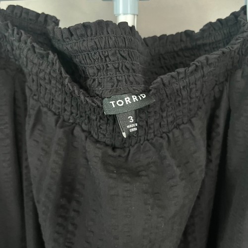 Torrid A-Line Skirt Women 3 Black Stretch Pockets Textured Elastic Waist Pull On - Picture 4 of 9