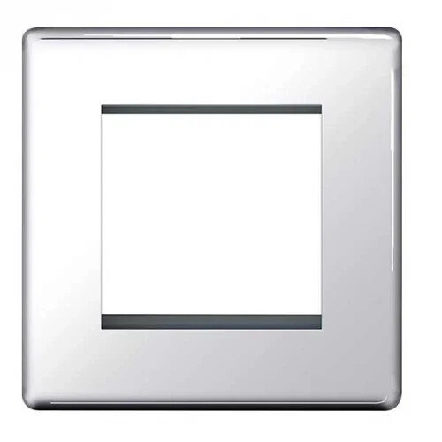 BG FPCEMS2 Screwless Flatplate Polished Chrome 1 Gang 2 Module Euro Faceplate