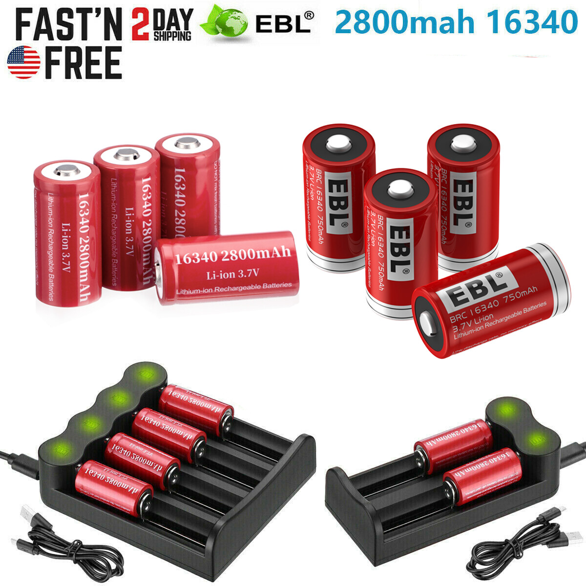 For Arlo Camera Rechargeable Batteries CR123A 3.7V Lithium Ion Battery