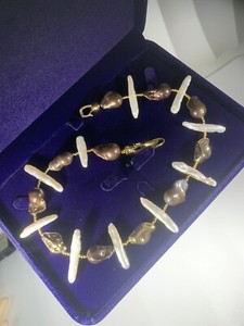 Authentic Unique design Natural Cultured Baroque Pearl Necklace/18k gold plated