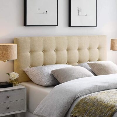 Modway Emily King Upholstered Polyester Fabric Headboard in Ivory