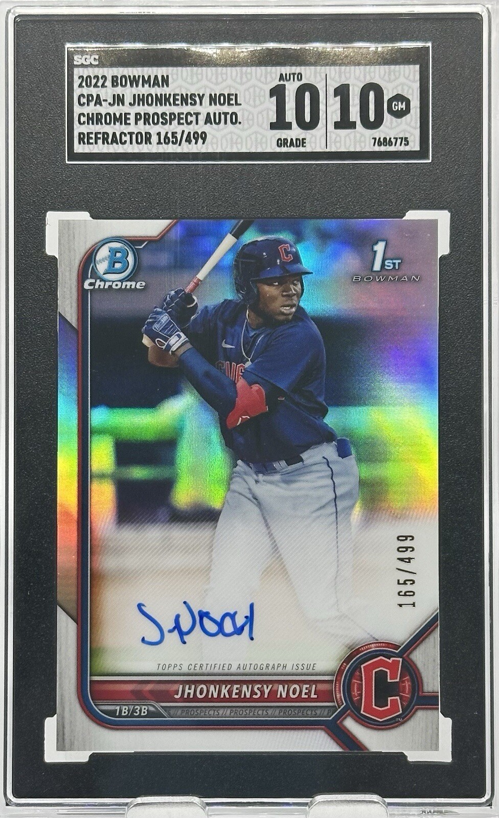 2022 Bowman Chrome Jhonkensy Noel 1st Auto Refractor CPA-JN /499 - SGC 10 Gem