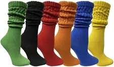 6 Pack Womens Cotton Slouch Socks, Womans Mid  Calf Boot Socks
