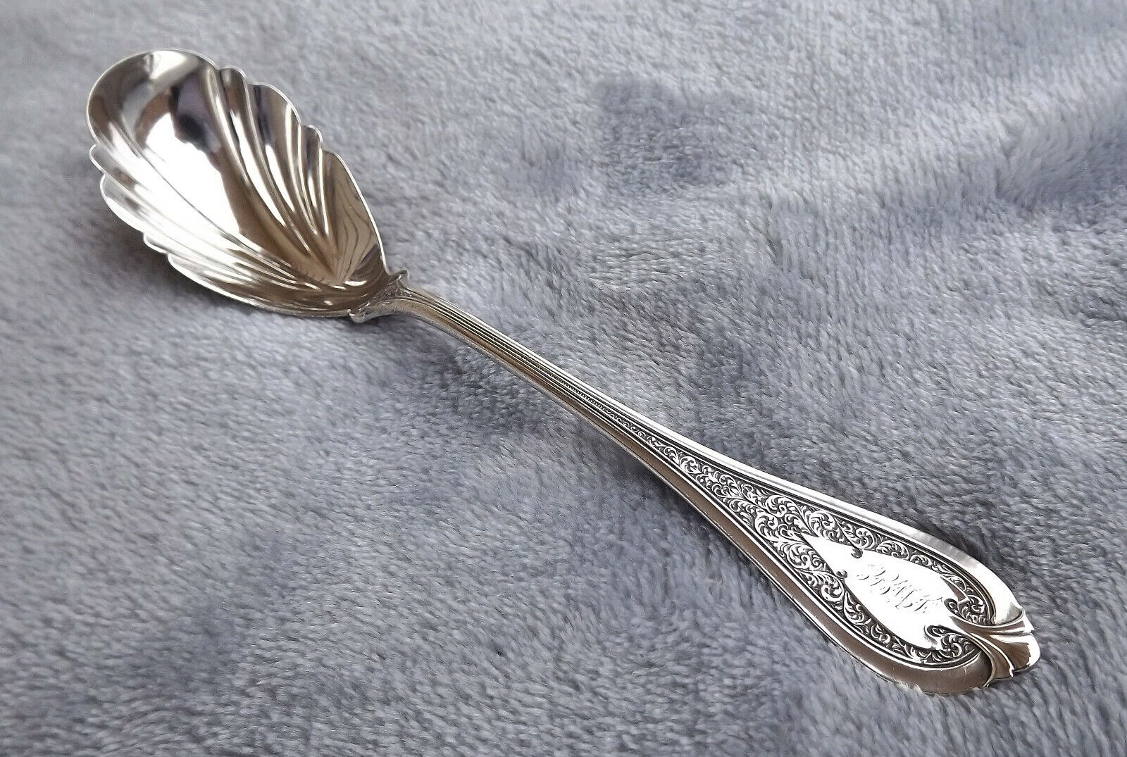  Florentine by Wendt 6" Sterling sugar spoon mono RWS circa 1870 
