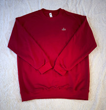 Alo Red Fleece Pullover Crewneck Sweatshirt Logo Long Sleeve Unisex Size M