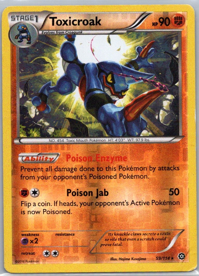 Pokemon TCG Toxicroak 59/114 Steam Siege Rev Holo HP