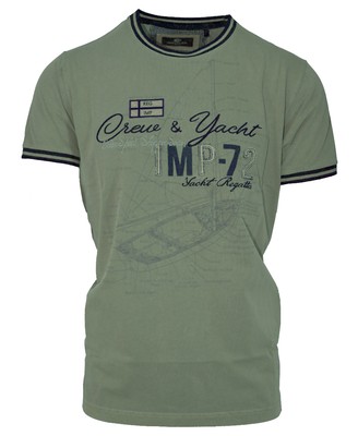 T-Shirt R-Neck olivgrün mit Print und Stickerei MARITIM Gr. S-3XL Impulso Italy