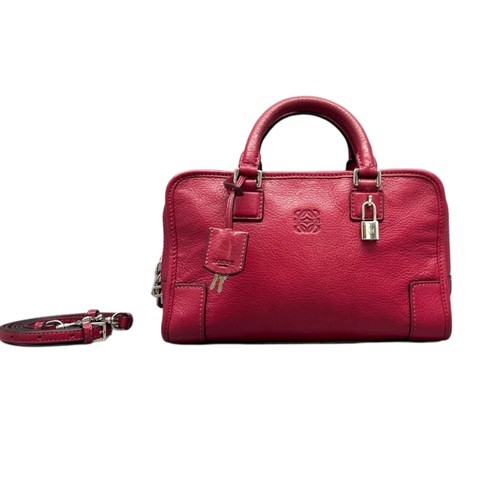 15% OFF LOEWE Amazona 24 Fuchsia Calfskin Boston Handbag With Detachable Strap
