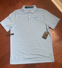 NWT Men  s Nike Dri-Fit Golf Polo Vapor Stripe Photo Blue Size Medium M
