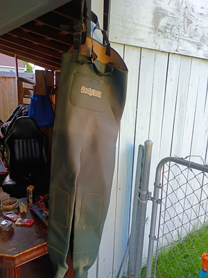 Hodgman Green Neoprene/Nylon Chest Waders Boot Foot Unisex Adult Size L