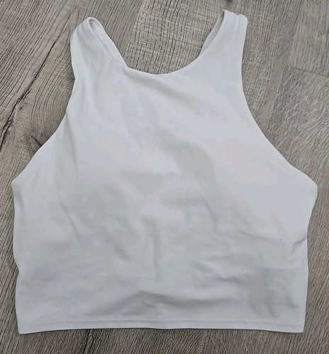Athleta Conscious Crop Bra White Sports Bra High Neck Athleisure Size XSmall