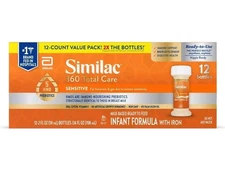 Similac 360 Total Care Sensitive Ready to Feed Baby Formula 2 oz Bottles x 12 Ct