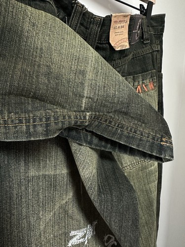 Jeans grafici Jay-Z nuovi con etichette Young Jay Z Y2K larghi lavaggio scuro taglia 40x34 mancante bottone - Foto 13 di 15