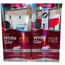 2x White Glo Professional Choice Toothpaste 5oz Twin Pack w/ Toothbrush New