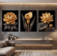 Set aus goldenen Blumen im
