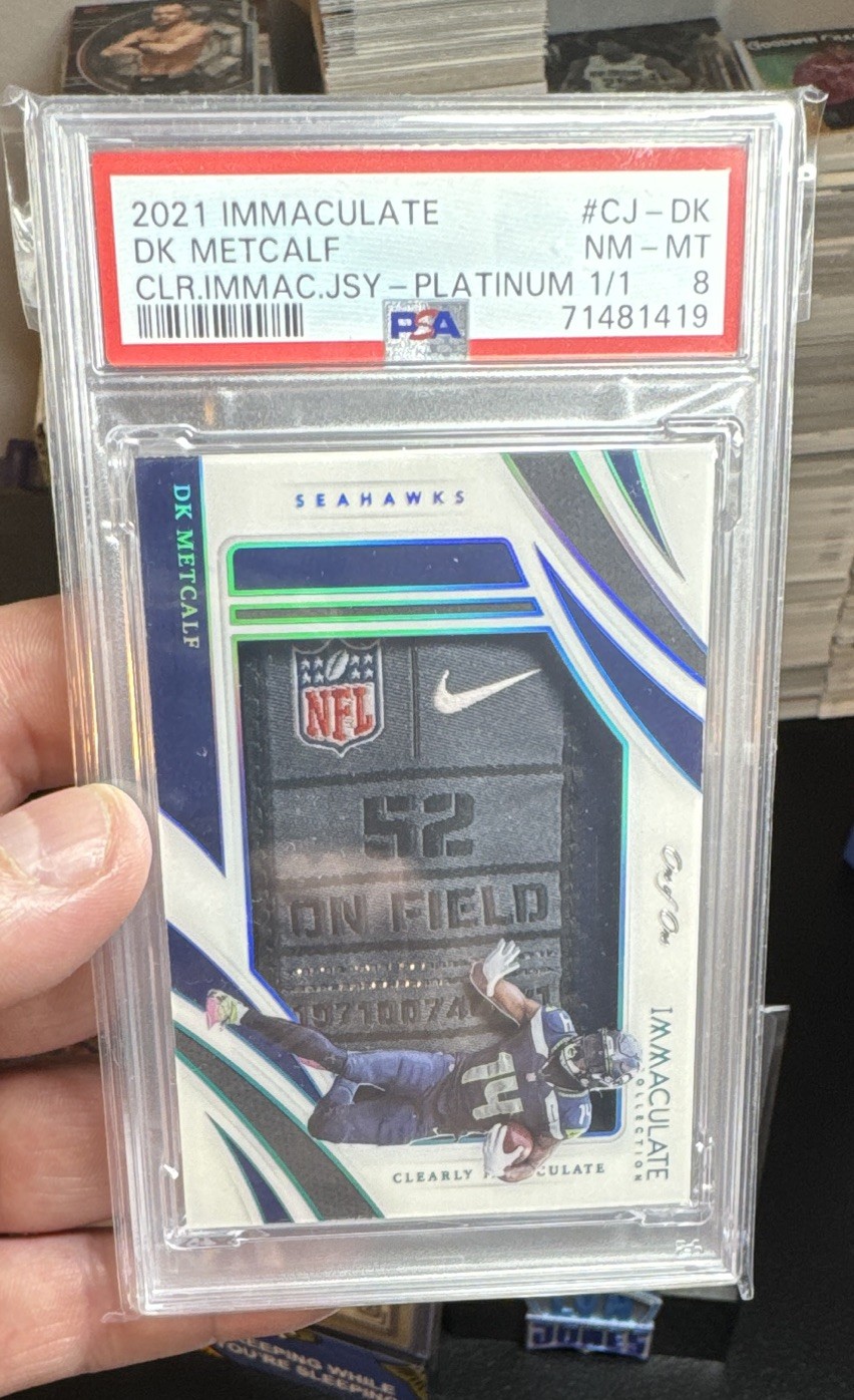 Panini 2021 Immaculate DK Metcalf Seahawks Jersey Platinum 1/1 PSA 8 CJ-DK view 1