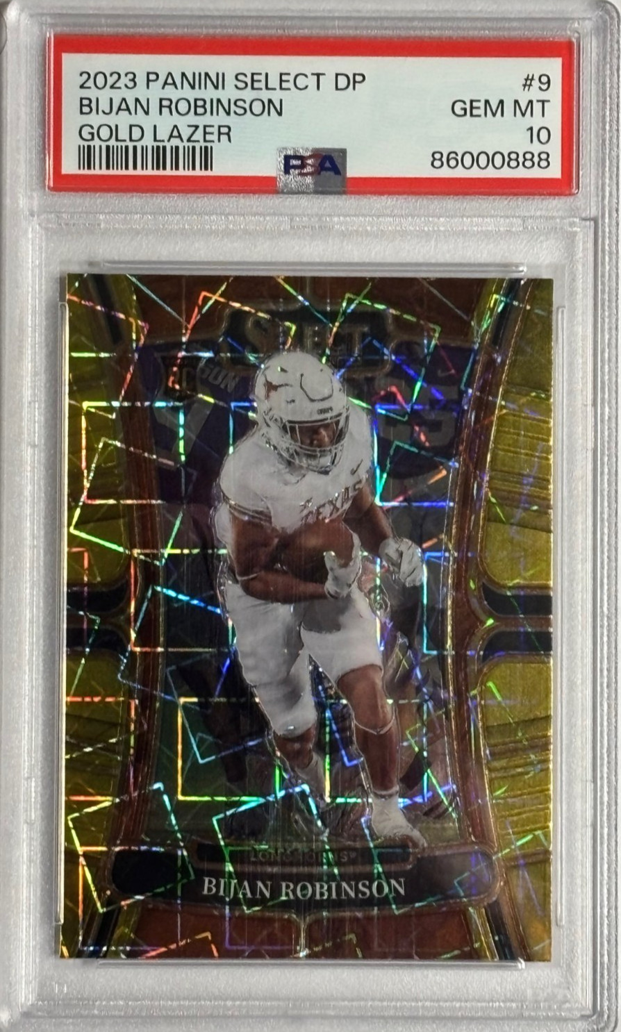 2023 Select DP Draft Picks #9 Bijan Robinson Gold Lazer Rookie RC POP 8 PSA 10