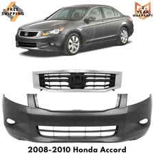 Front Bumper Cover Fascia & Grille Assembly Kit For 2008-2010 Honda Accord