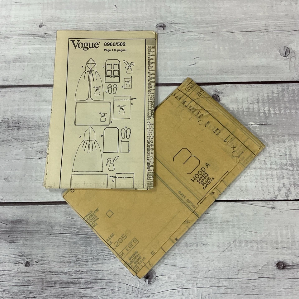 Vogue Craft 8960 Sewing Pattern Hooded Coverup Child Bath Accessories UNCUT - Image 3 of 3