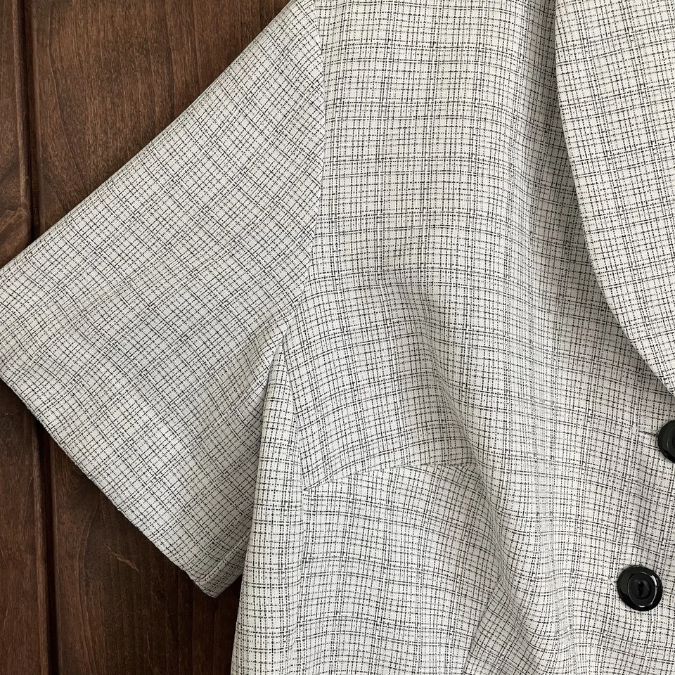 Perceptions NY blazer Jacket Size 16W Button Up Gray Black Trim Pockets Career - Image 4 of 4