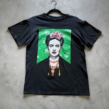 Camiseta Alstyle Frida Kahlo Gráfica Negra Manga Corta Peso Pesado Arte Camiseta Usada