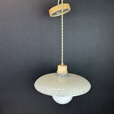 Victorian Hanging Scalloped Opalescent Bell Glass W/ New Light Fixture Pendant