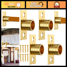 4 Pcs Inside Mount Curtain Rod Bracket Set - 3/8" Brass Hardware for Window Deco