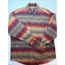 Woolrich Flannel Button Up Shirt Blanket Stripe Gorpcore Multicolor XXL