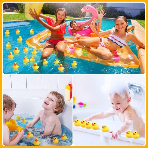 200 Pcs Mini Rubber Ducks in Bulk Yellow Tiny Baby Shower Ducks Float Squeak Bat - Picture 6 of 7