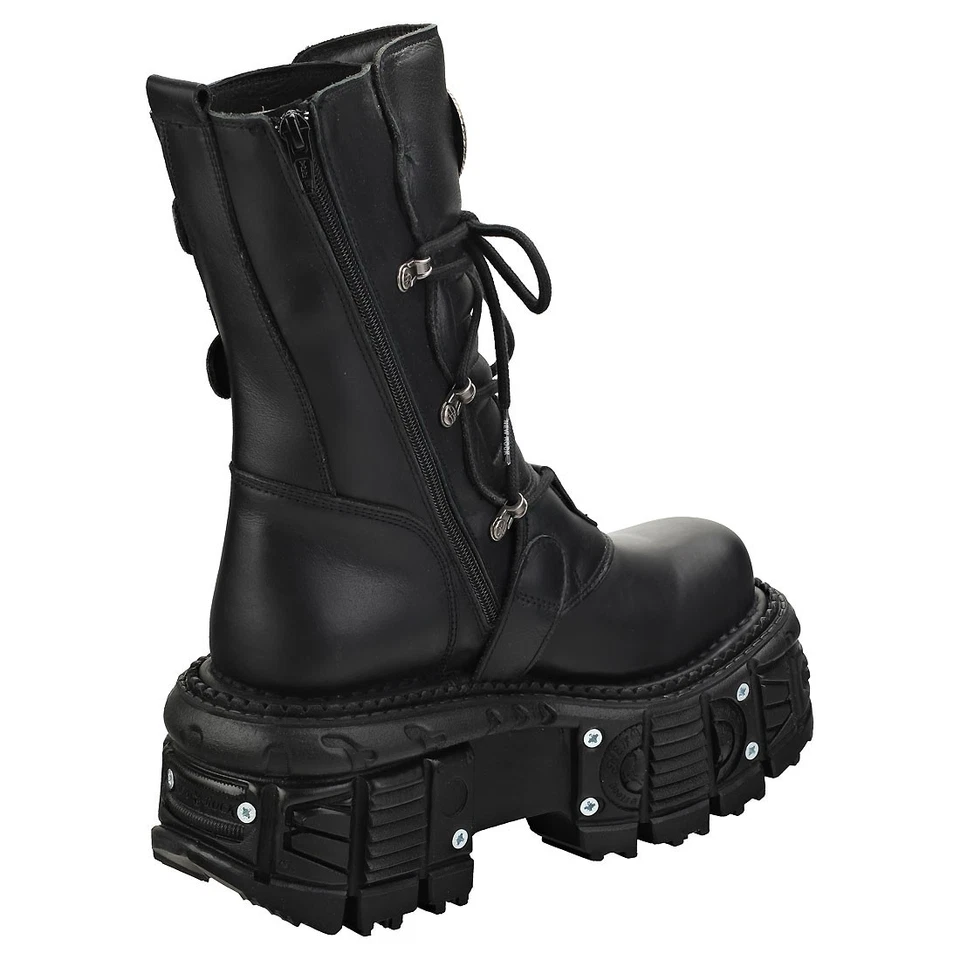 New Rock Unisex Platform Boots - Stivali Punk Nero in Pelle - 45 EU - Immagine 2 di 4