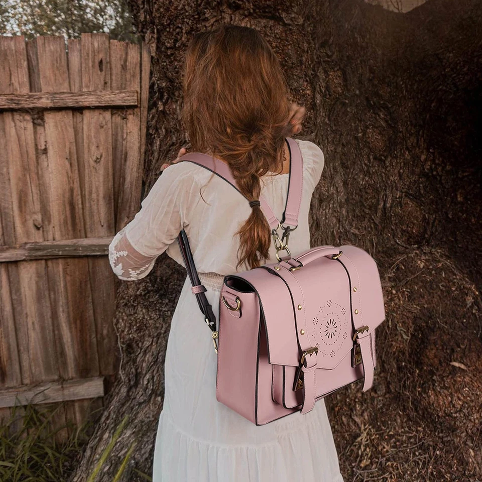 Mochila para Mujer Maletín Mensajero Bolso para Laptop Cuero Vegano Cartera Trabajo... Foto 2 de 4