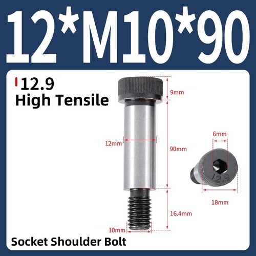 Socket Shoulder Bolt 12.9 High Tensile Steel Hex Allen Key Screws M10 M12 M16 - Picture 29 of 100