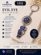 Turkish Evil Eye Owl Keychain with Lucky Eye Blue Crystal 1311