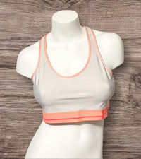 EUC WOMEN'S UNDER ARMOUR OFF WHITE / ORANGE HEATGEAR RACERBACK SPORTS BRA SZ XL