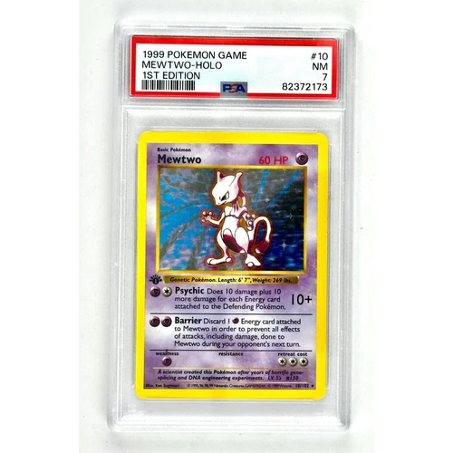 PSA 7 Mewtwo 1st Edition Shadowless Base Set Holo 10/102 NM ENGLISH