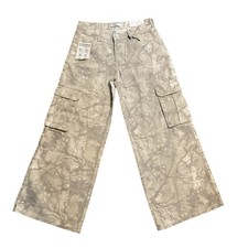 NWT Women  s Cargo Wide Leg Pants Beige Utility Streetwear Festival Y2K Size 7