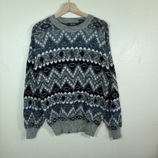 Vintage 90s Stefano Man Knit Funky Dad Sweater Argyle Geometric Men s XL