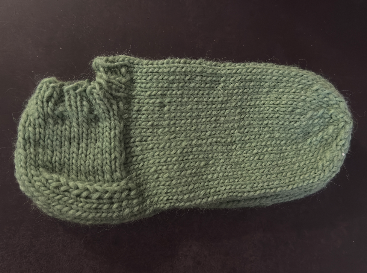 Hand Knit Wool Slippers Olive Green 100% Wool