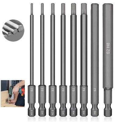 Sechskant Bit Set 8-teilig 100mm Schraubendreher Werkzeuge Sae Metric
