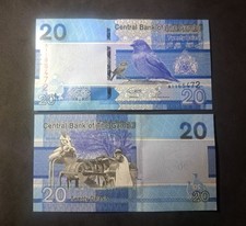 GAMBIA 20 Dalasis; B-237a; 2019, UNC; Featuring Bush Fowl birds and workers