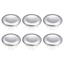 6Pcs Sink Trim Overflow Cover Ring Double Layer Metal Hole Insert in Caps Silver