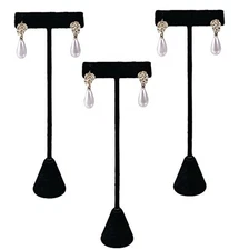 888 Display USA ® - 3 Black Velvet Earring T Stand Showcase Displays (5.75"